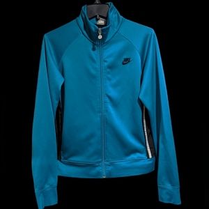 Nike Logo Embroidered Dark Teal, Black & White Zip Up Jacket